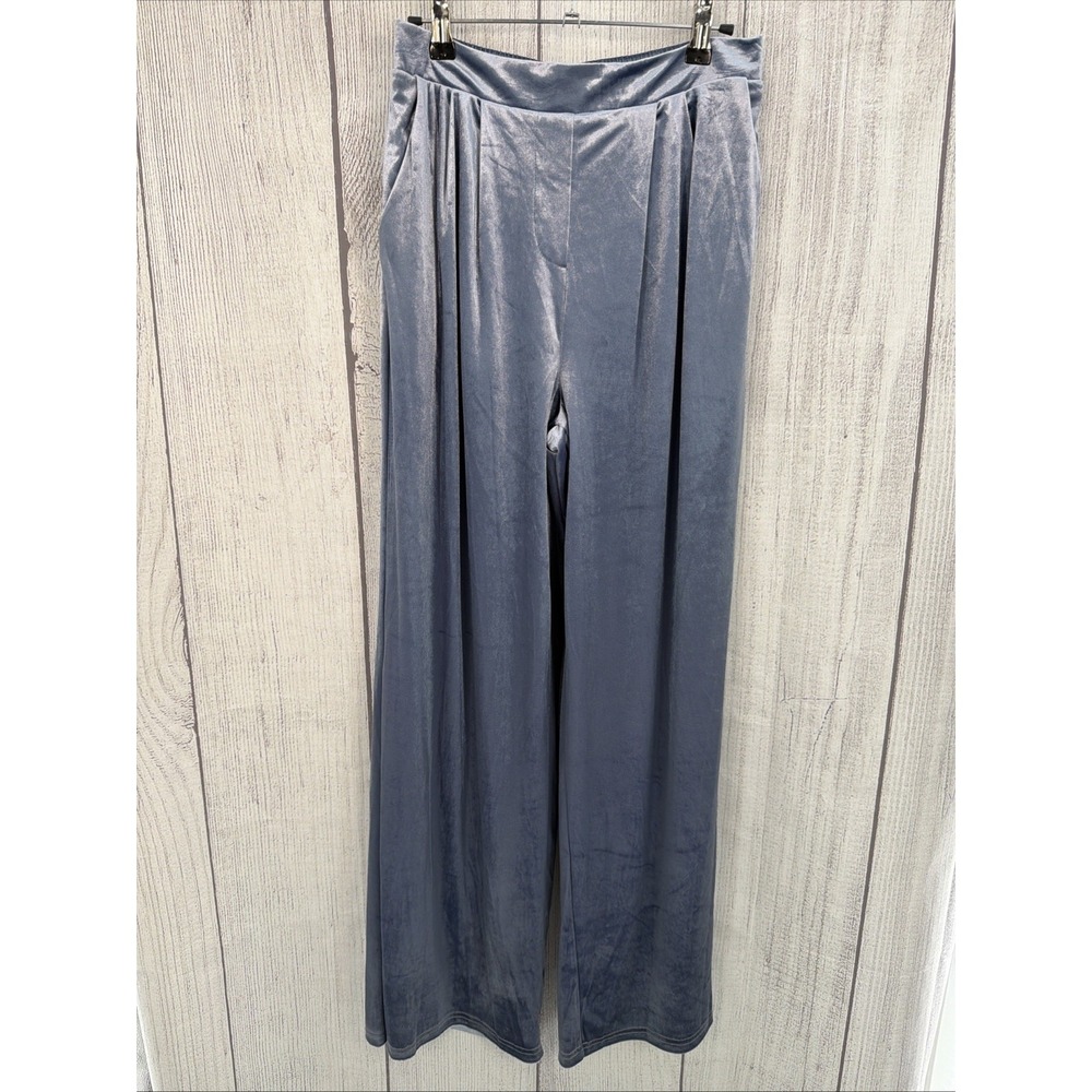 Christian Lacroix Velvet Pants Women's SMALL Shimmering Blue Wide Leg Luxury